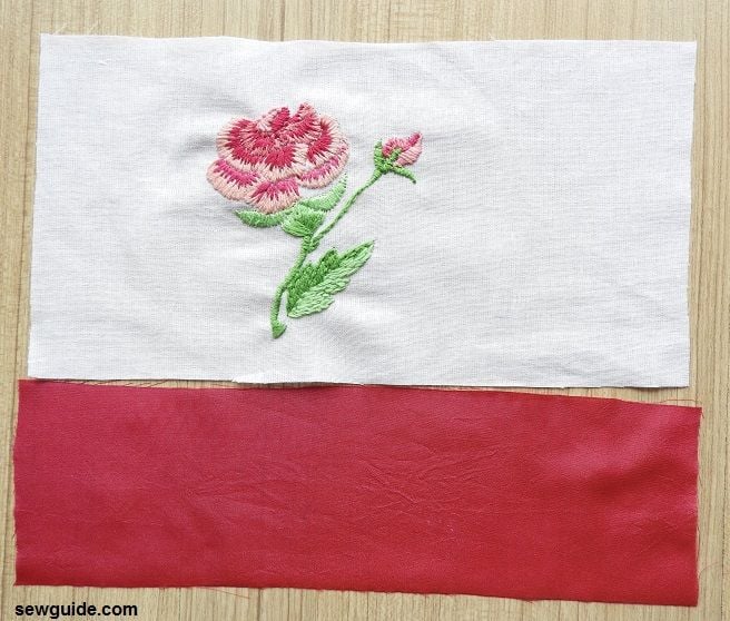 embroidery on the fabric for zippered pouch sewing tutorial