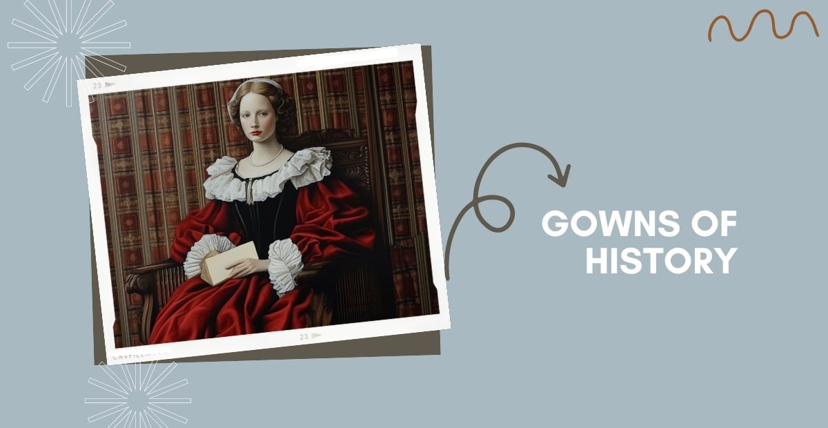a portrait of a lady sitting on a chair wearing a ruffled gown