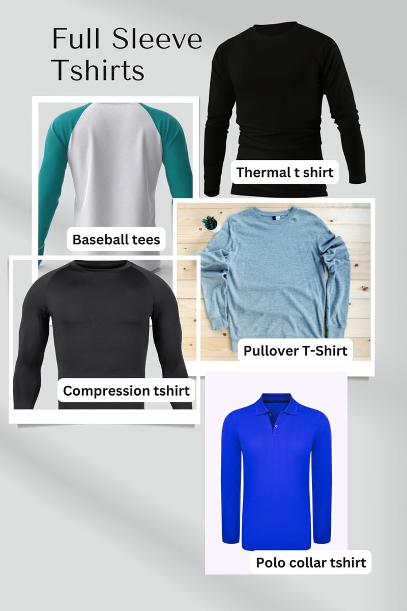 types of full sleeve t shirt