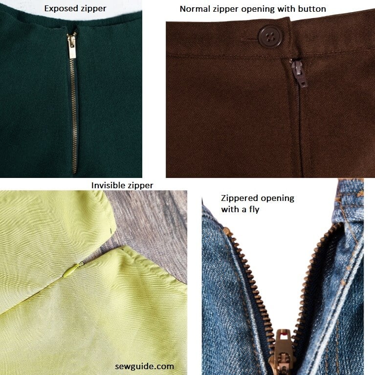 types of opening at the back of skirt