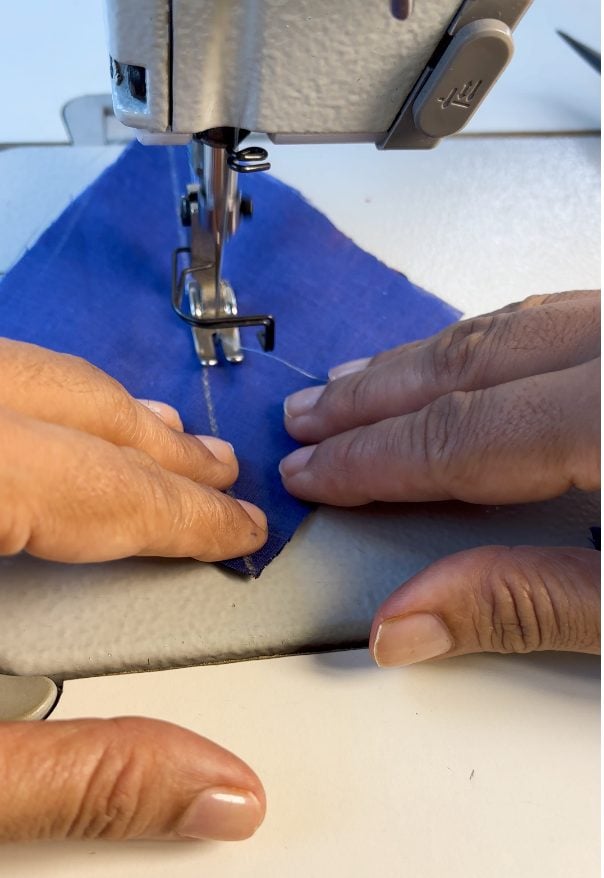 sew on either side of the line