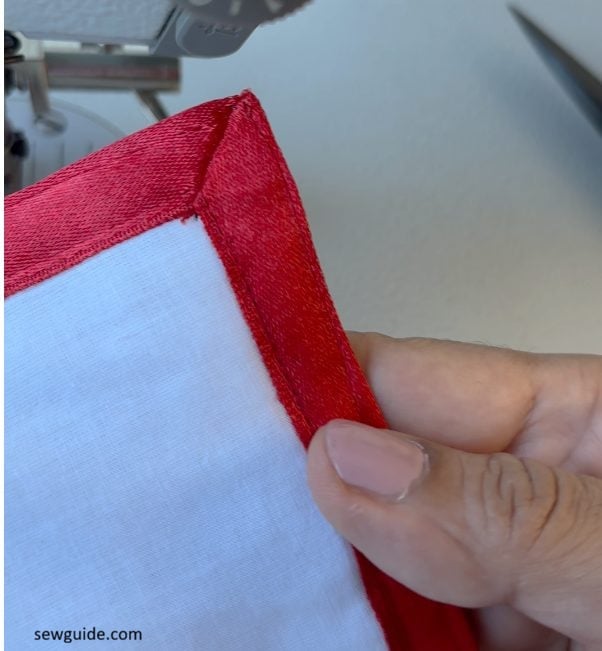 mitered corners of a napkin for christmas