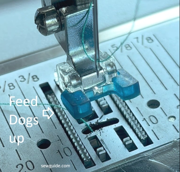 feeddogs of sewing machine raised up