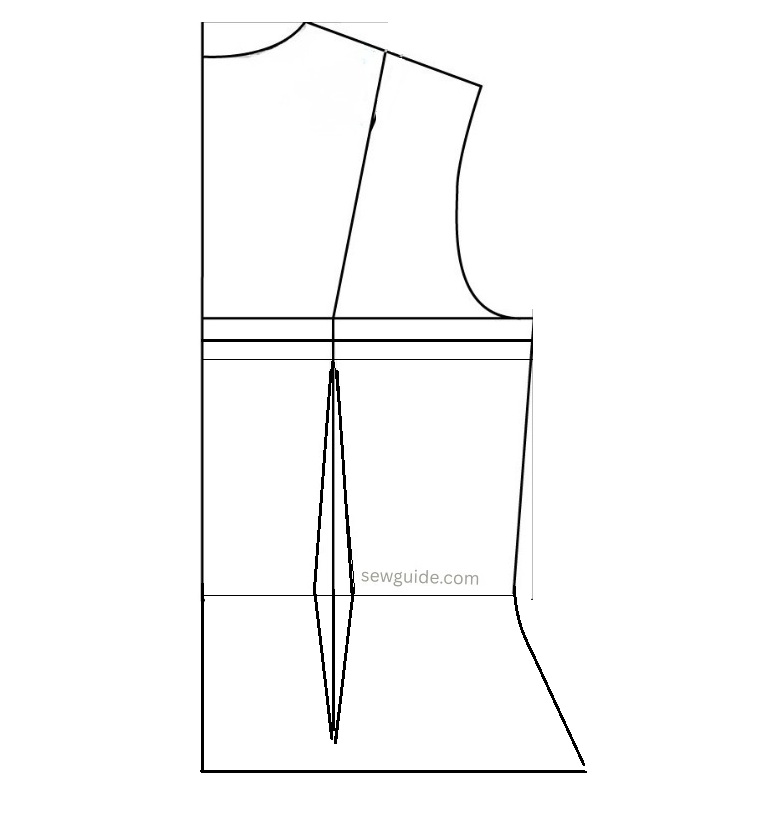 marking the fish eye dart on bodice pattern for top