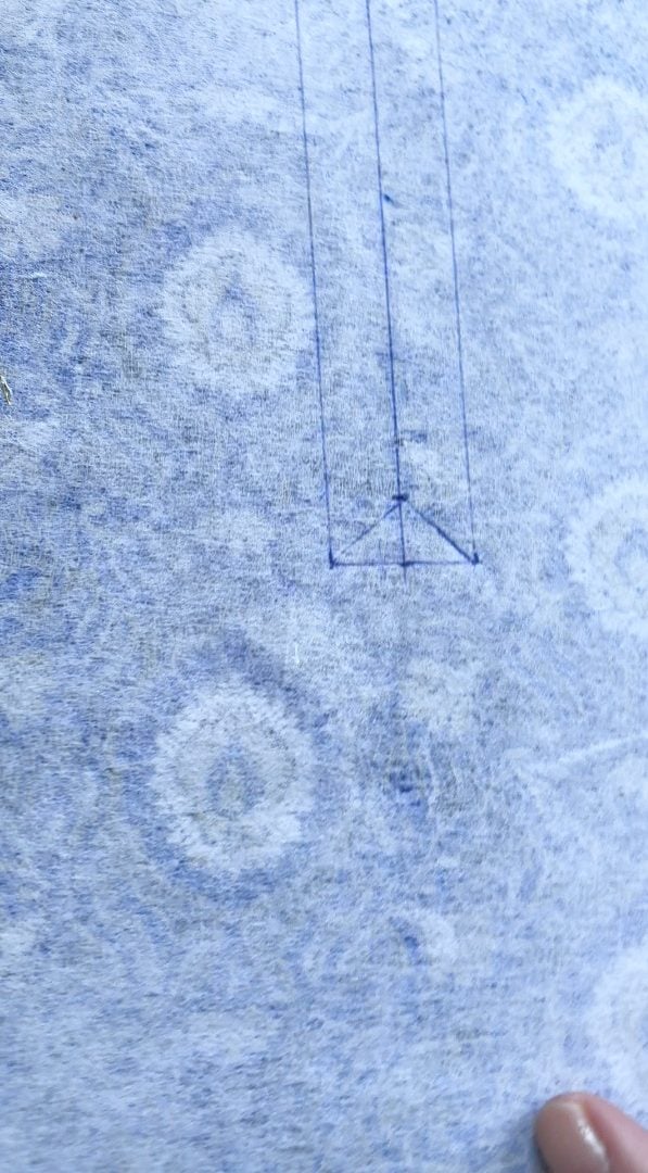 placket fabric - with the slit marked