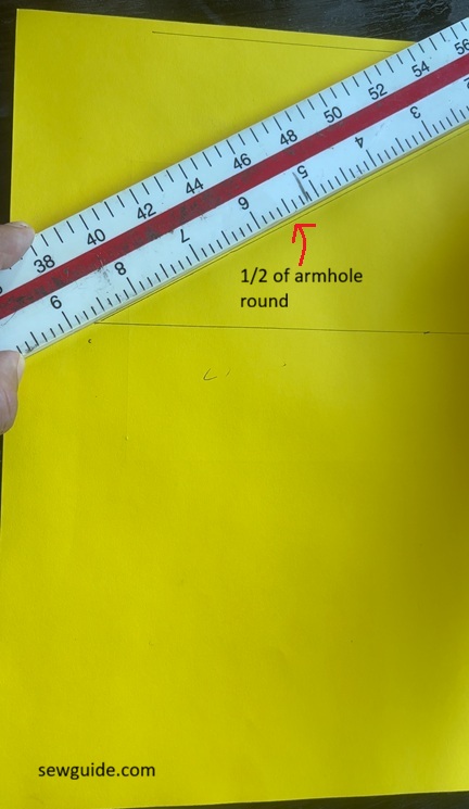 mark across 1/2 of armhole round