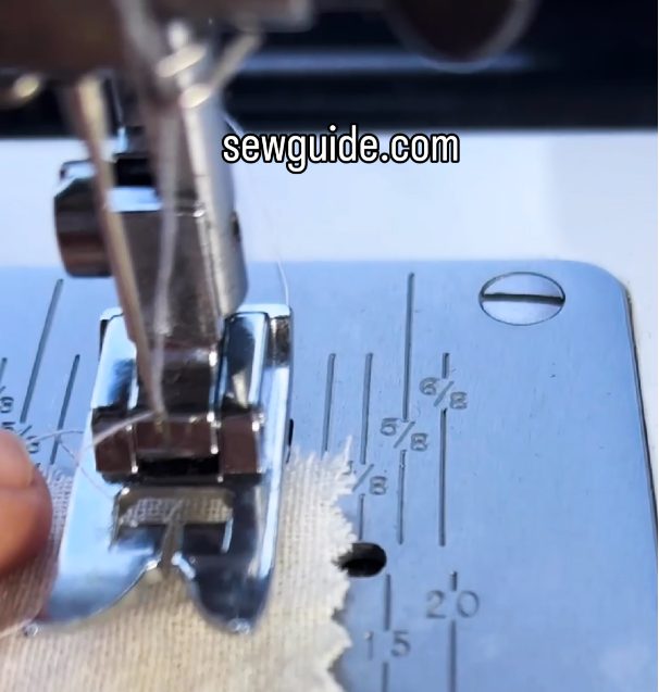 keep fabric aligned against the lines on the machine 