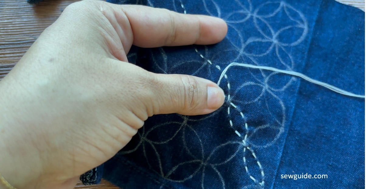 Shippo-tsunagi Sashiko  stitching the second wave