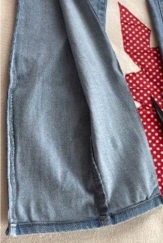 Jeans with the legs cut open