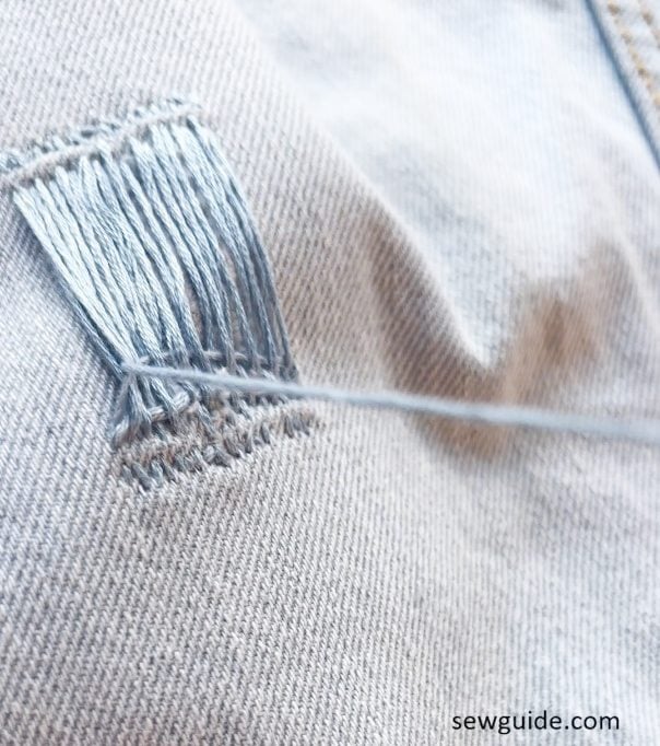 darning jeans hole