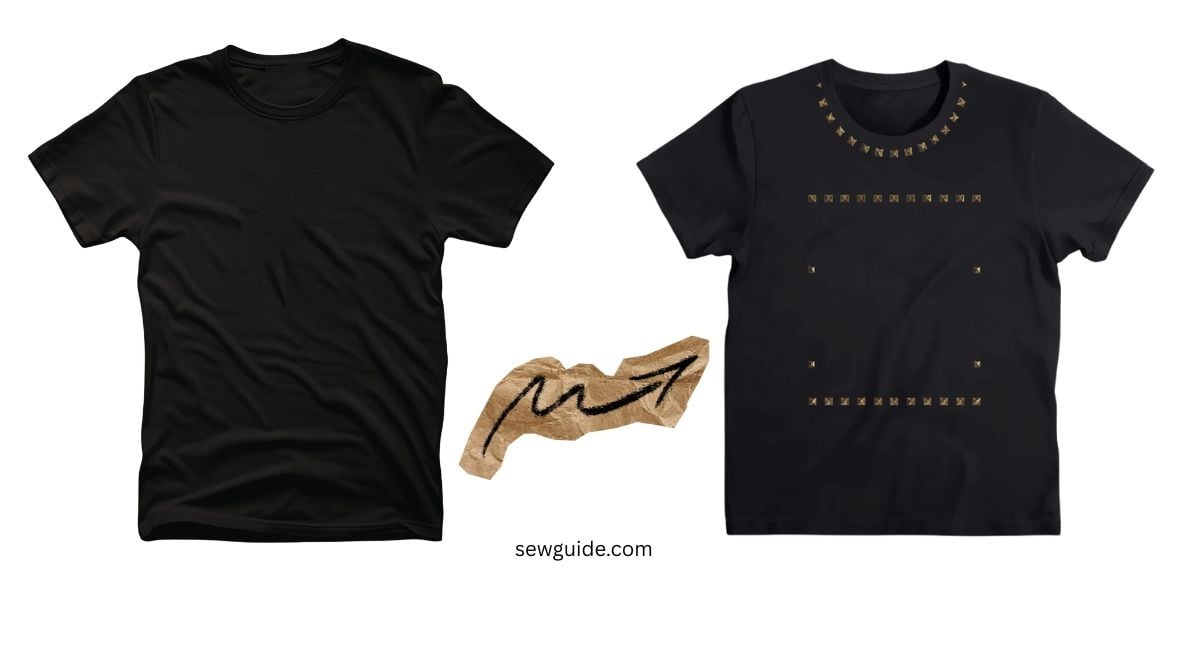 two t shirts -one without studs and one with studs
