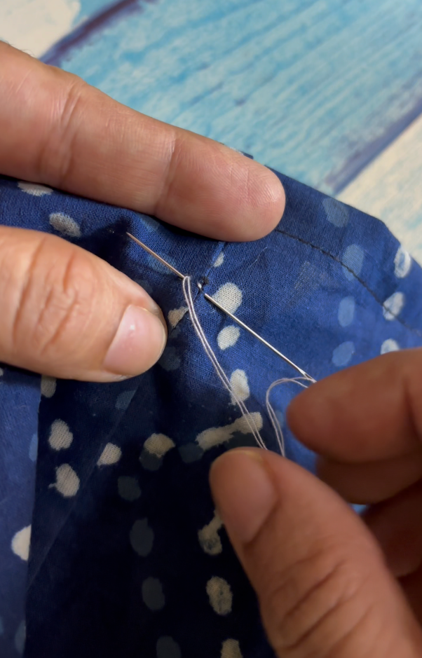 bridge the seam with the needle