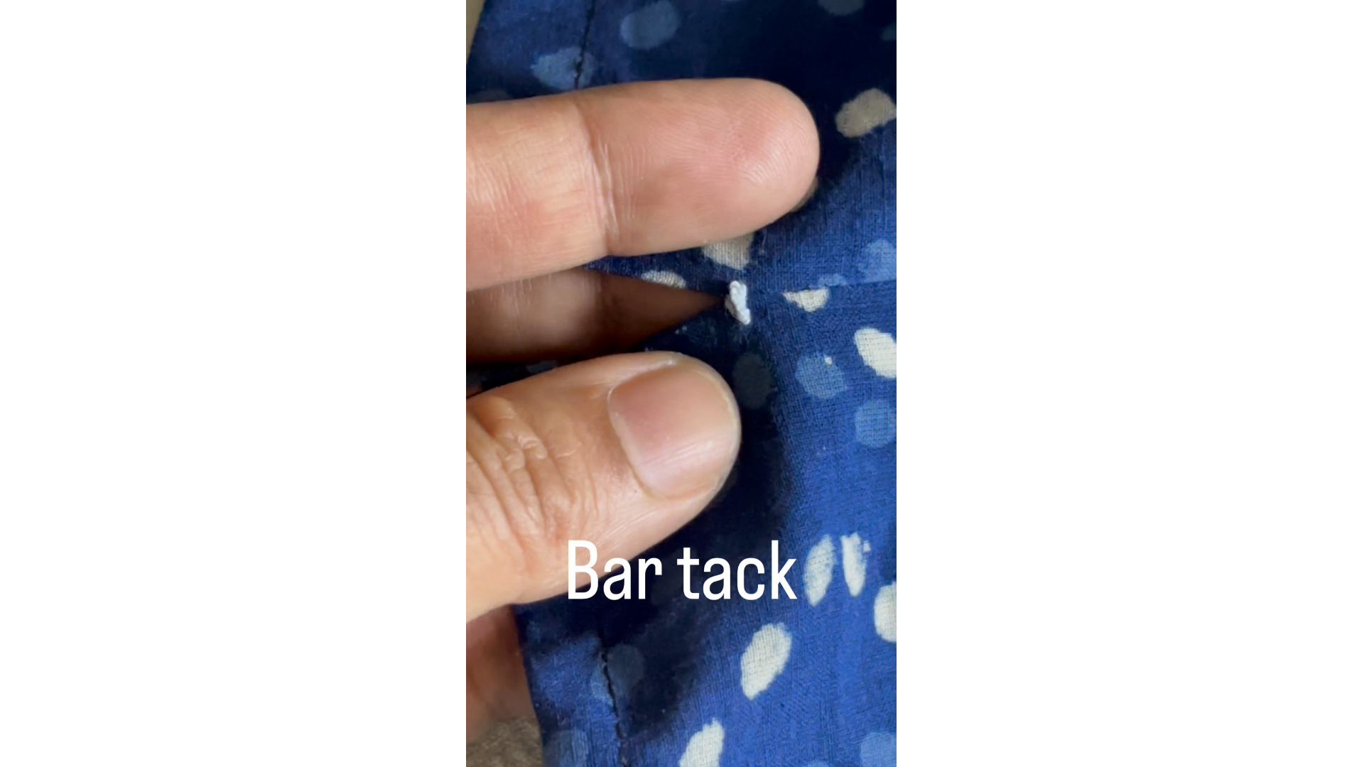 bar tack stitch that holds a seam together at the slit opening.