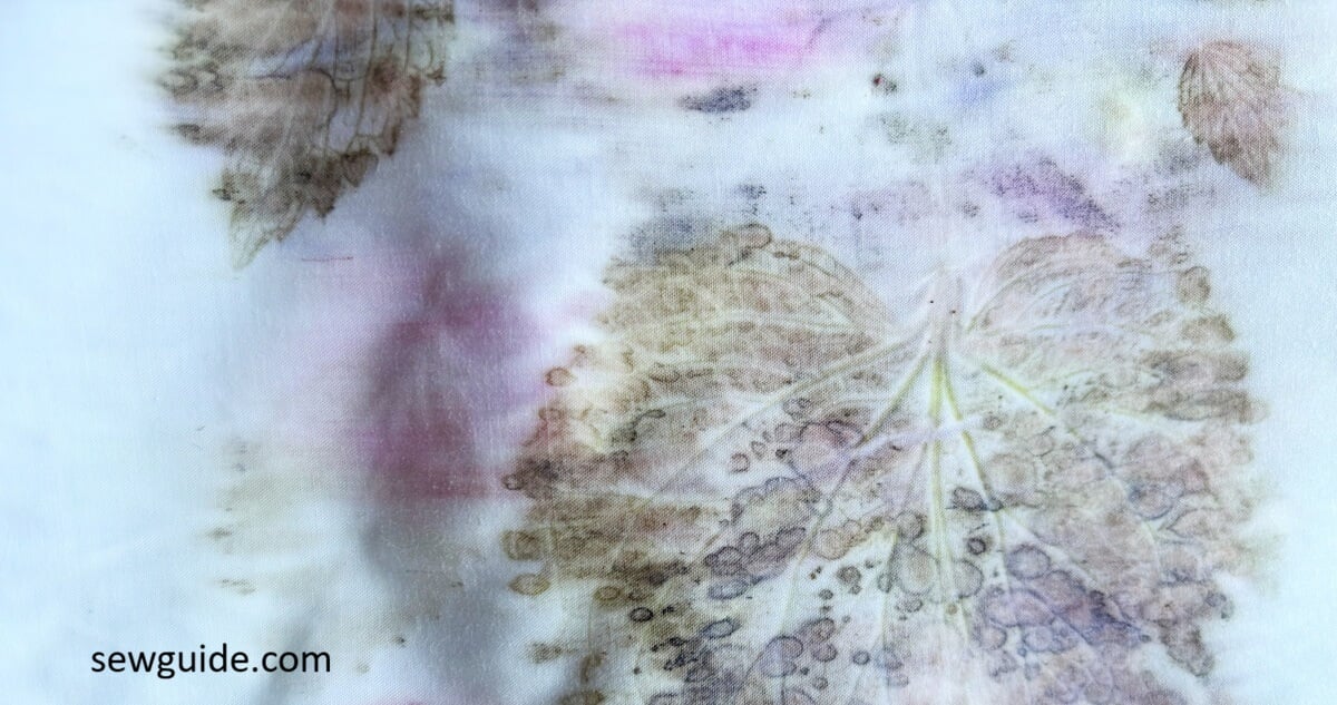 ecoprinitng on silk fabric