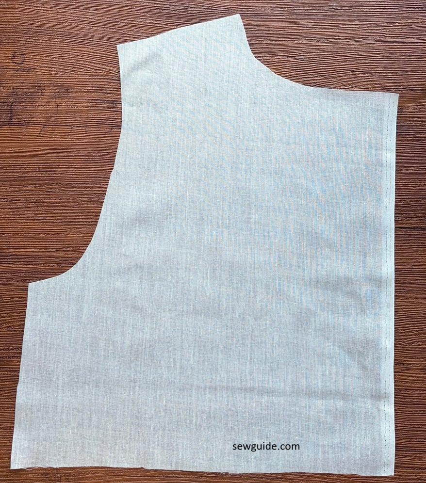 bodice cut with extra for button stand