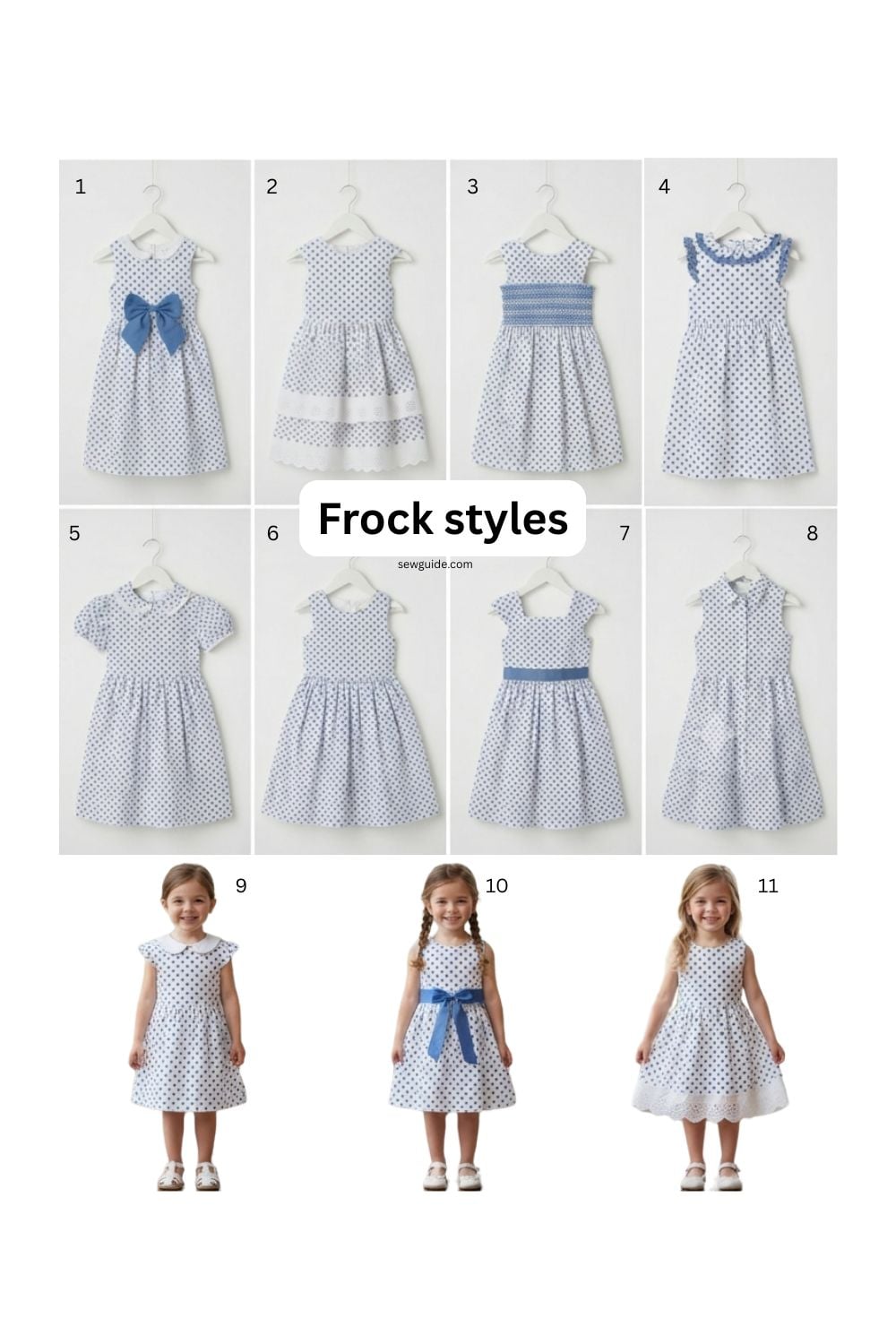 representative image of different styles of a-line frocks for kids