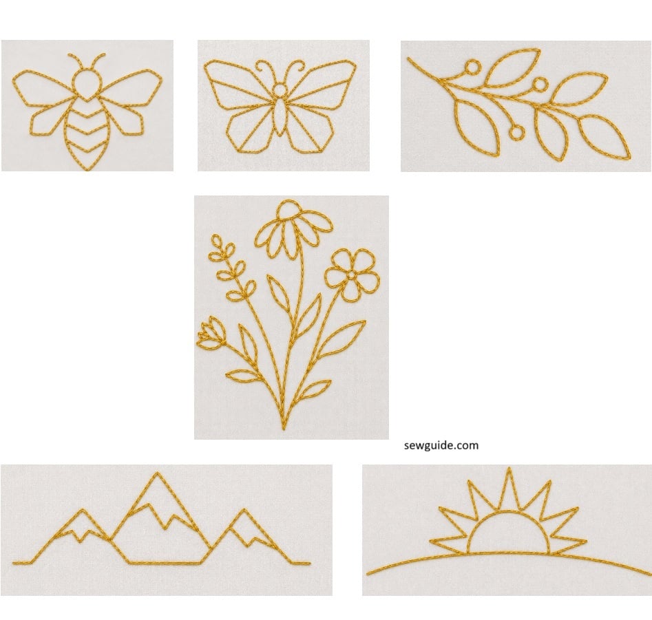 easy embroidery motifs in line art